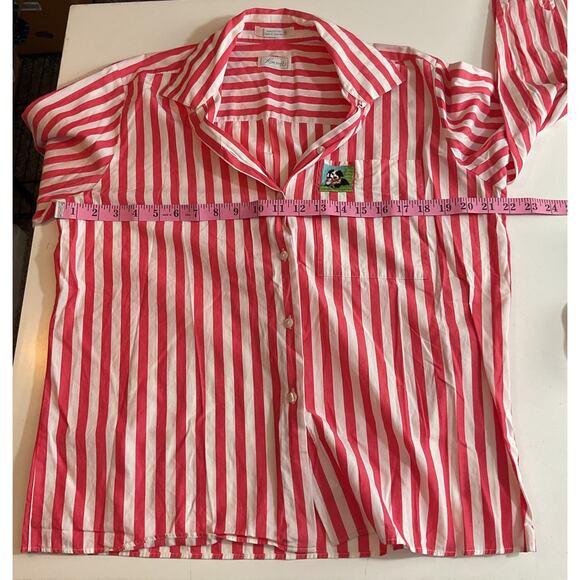 Foxcroft Button Down Shirt Womens 10 Red Striped Dog Appliqué - Picture 3 of 7